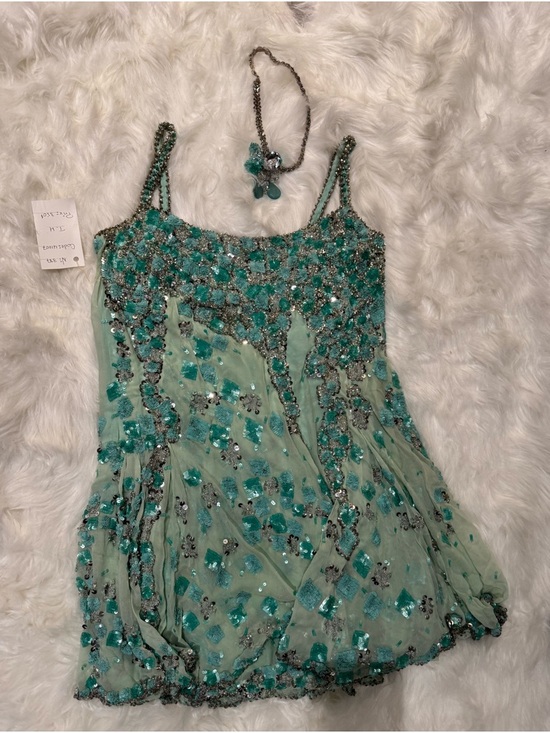 Dresses & Skirts - Embellished Mint Green Spaghetti Strap Dress